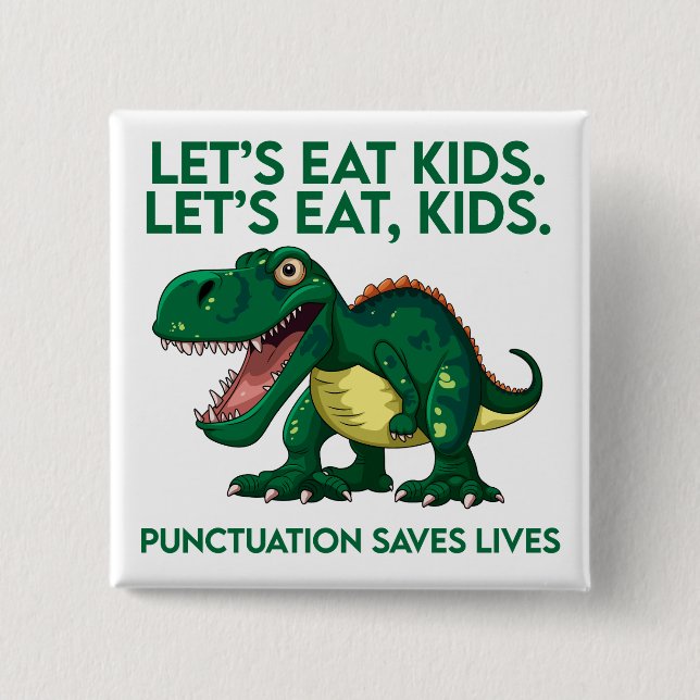 Funny Dinosaur Grammar Lesson 15 Cm Square Badge (Front)