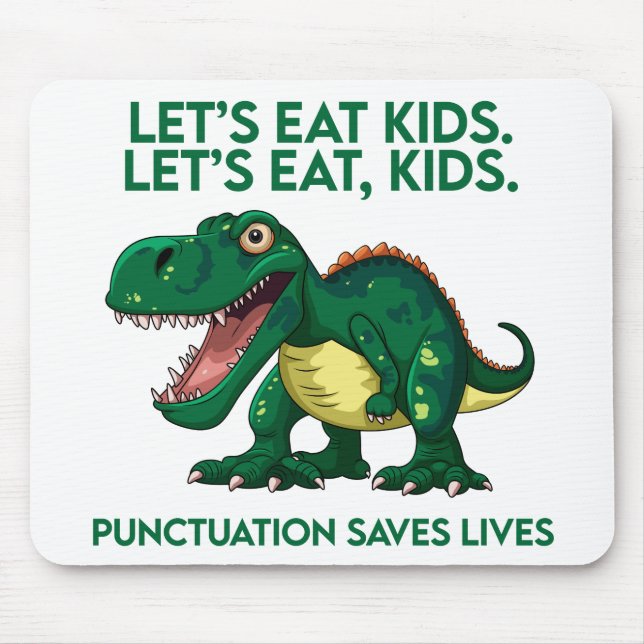 Funny Dinosaur Grammar Lesson Mouse Pad (Front)