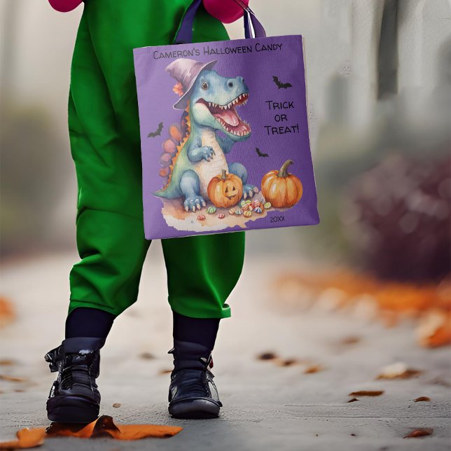 Funny Dinosaur Halloween Candy Tote Bag (Creator Uploaded)