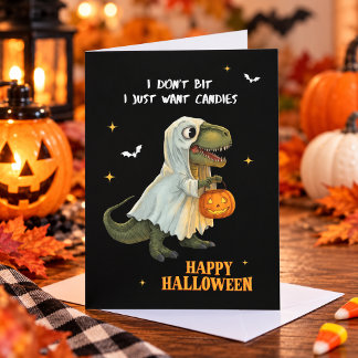 Funny Dinosaur Halloween Greeting Card
