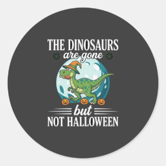 Funny Dinosaur Halloween Witch Graphic Classic Round Sticker