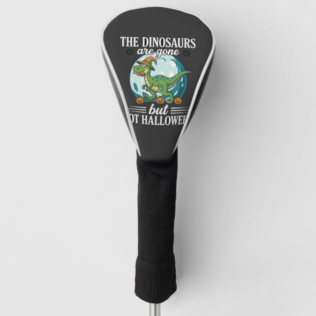 Funny Dinosaur Halloween Witch Graphic Golf Head Cover (Front)