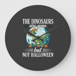 Funny Dinosaur Halloween Witch Graphic Large Clock