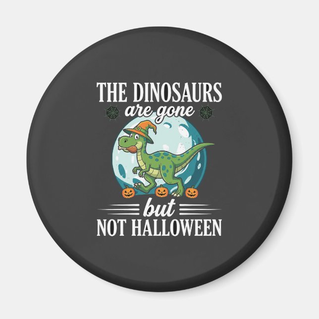 Funny Dinosaur Halloween Witch Graphic Magnet (Front)