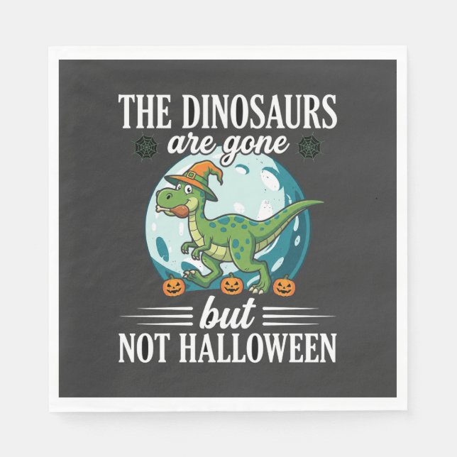 Funny Dinosaur Halloween Witch Graphic Napkin (Front)