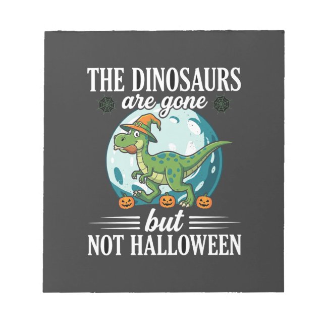Funny Dinosaur Halloween Witch Graphic Notepad (Front)