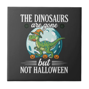 Funny Dinosaur Halloween Witch Graphic Tile