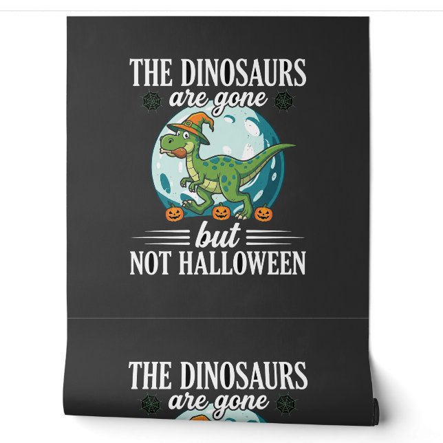 Funny Dinosaur Halloween Witch Graphic Wallpaper (Unrolling)
