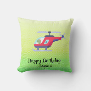 Funny dinosaur Helicopter Birthday party DIY Name Cushion