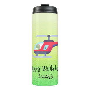 Funny dinosaur Helicopter Birthday party DIY Name Thermal Tumbler