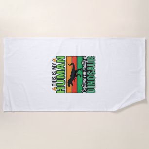 Funny Dinosaur Human Costume Halloween Beach Towel