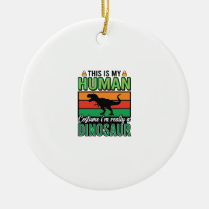 Funny Dinosaur Human Costume Halloween Ceramic Tree Decoration