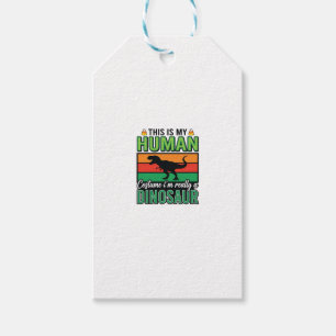 Funny Dinosaur Human Costume Halloween Gift Tags