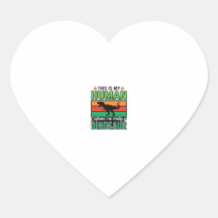 Funny Dinosaur Human Costume Halloween Heart Sticker