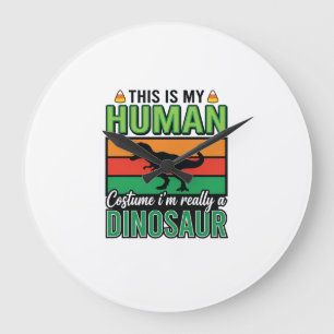 Funny Dinosaur Human Costume Halloween Large Clock