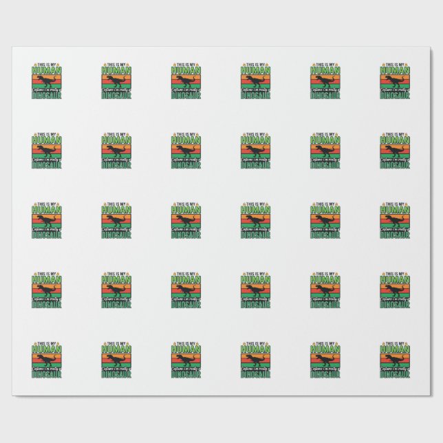 Funny Dinosaur Human Costume Halloween Wrapping Paper (Flat)