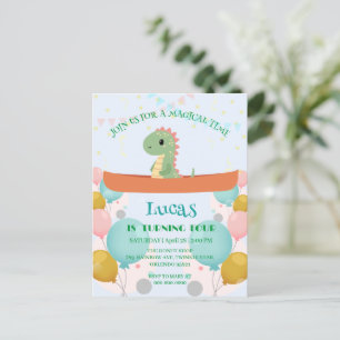 Funny dinosaur Kayak Birthday party DIY Name Postcard