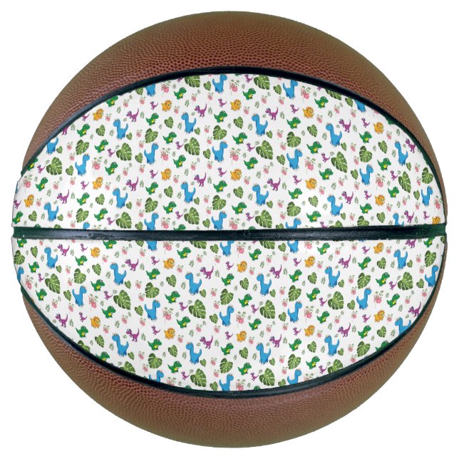 Funny Dinosaur, leaves Basketball (Front)