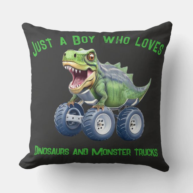 Funny dinosaur monster truck  cushion (Front)