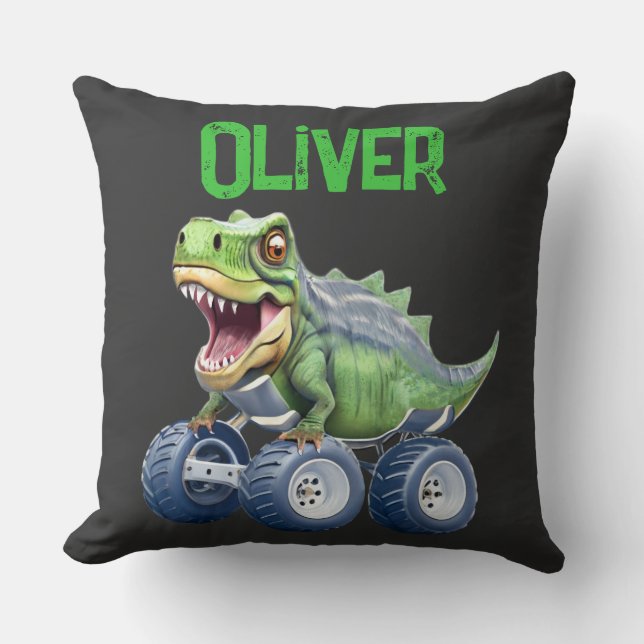 Funny dinosaur monster truck  cushion (Front)