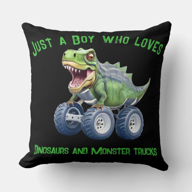 Funny dinosaur monster truck  cushion (Front)
