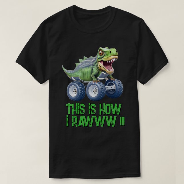 Funny dinosaur monster truck Mens T-Shirt (Design Front)