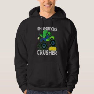 Funny Dinosaur Monster Truck St Patrick's Day Boys Hoodie