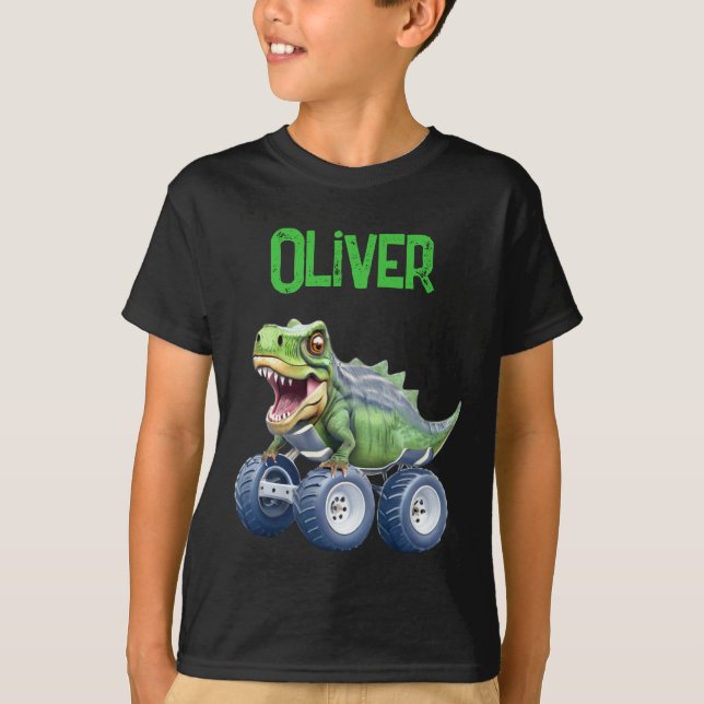 Funny dinosaur monster truck  T-Shirt (Front)