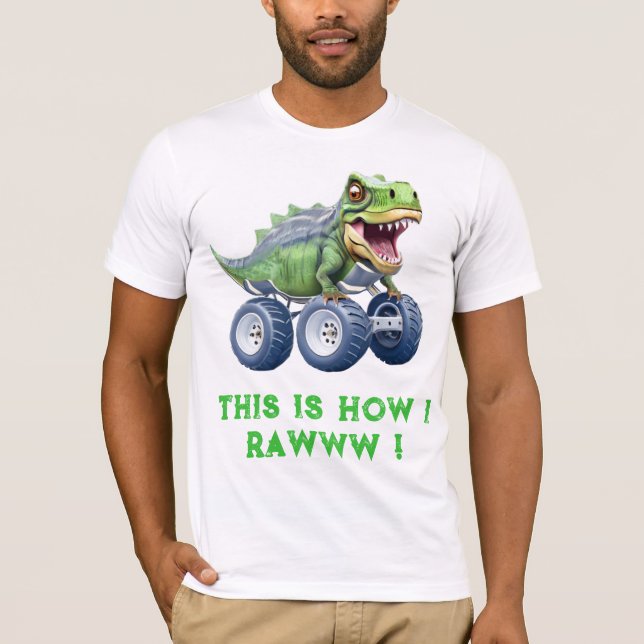 Funny dinosaur monster truck  T-Shirt (Front)