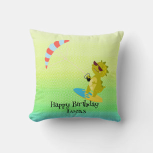 Funny dinosaur Paraglider Board School party kids Cushion