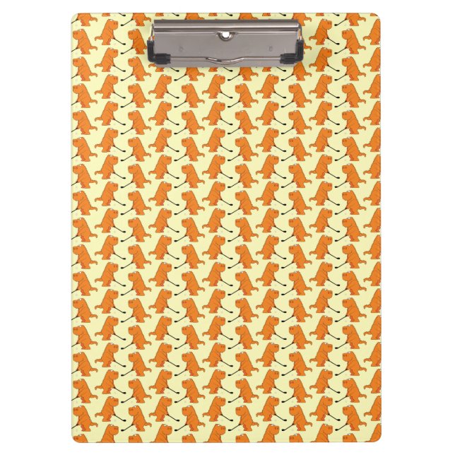 Funny Dinosaur Playing Golf Orange T Rex Golfing Clipboard (Front)