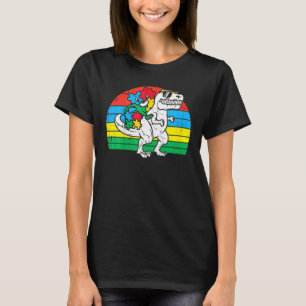 Funny Dinosaur Puzzle Piece Autism Awareness Boys T-Shirt