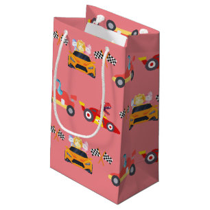 Funny Dinosaur racing car boy kids Birthday party Small Gift Bag
