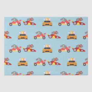 Funny Dinosaur racing car boy kids Birthday party Tissue Paper