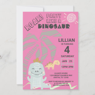 Funny Dinosaur Roar Kids Birthday Party Invitation