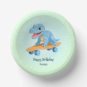 Funny dinosaur Skateboard Birthday party boys Paper Plate