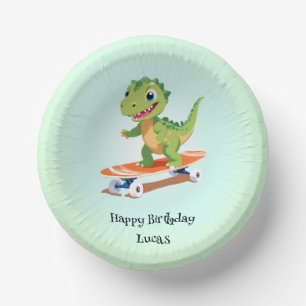 Funny dinosaur Skateboard Birthday party boys Paper Plate
