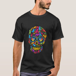 Funny Dinosaur Skull Autism Awareness Animals Love T-Shirt