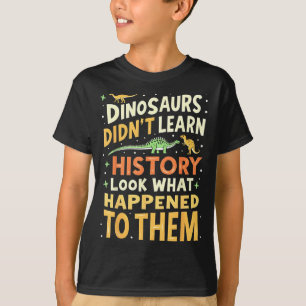Funny Dinosaur Social Studies Teacher Student Kids T-Shirt