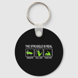 Funny Dinosaur Sports Gym Bench Press Pull-ups Pus Key Ring