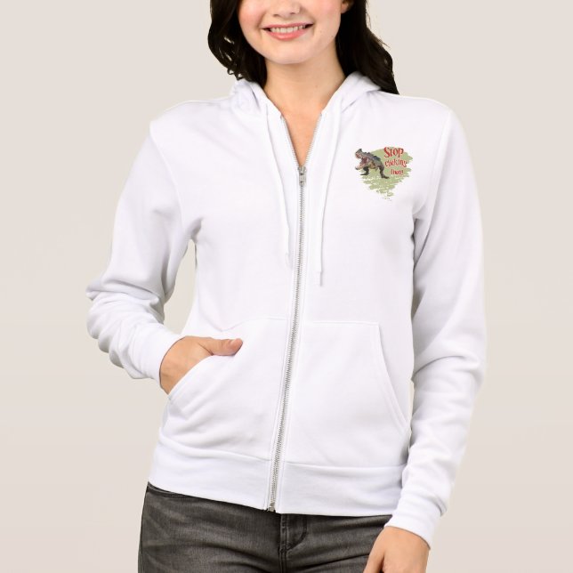 Funny Dinosaur Stop Clicking Hoodie (Front)