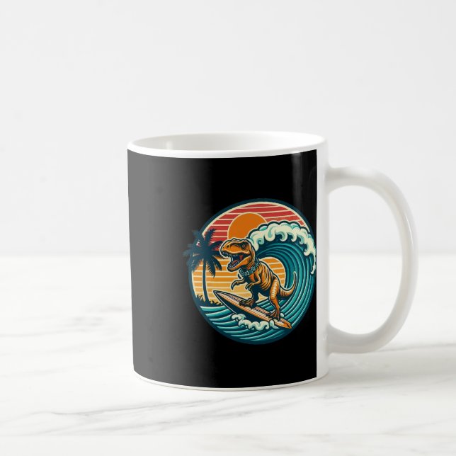 Funny Dinosaur Surfboard Beach Summer Surfing Trex Coffee Mug (Right)