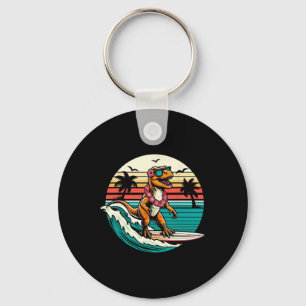 Funny Dinosaur Surfboard Beach Summer Surfing Trex Key Ring
