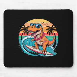 Funny Dinosaur Surfboard Beach Summer Surfing Trex Mouse Pad