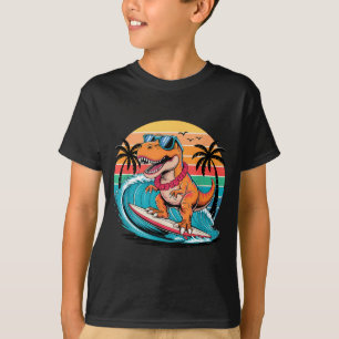 Funny Dinosaur Surfboard Beach Summer Surfing Trex T-Shirt