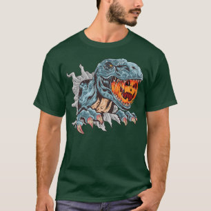 Funny Dinosaur T re head eats Mummy Pumpkin vintag T-Shirt