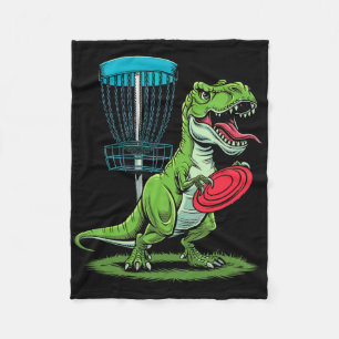 Funny Dinosaur T-rex Disc Golf Player Sket Golfer  Fleece Blanket