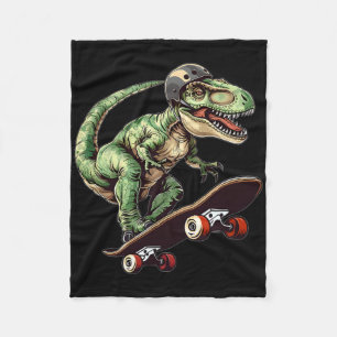 Funny Dinosaur T Rex On Skateboard Skateboarding K Fleece Blanket