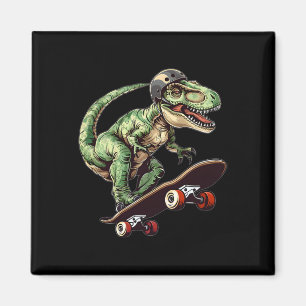 Funny Dinosaur T Rex On Skateboard Skateboarding K Magnet