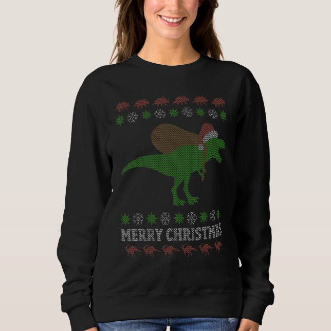 Funny Dinosaur T Rex Ugly Christmas Sweaters (Front)